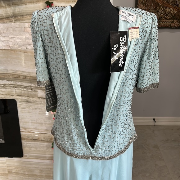 New With Tags Light‎ Blue Brillante by JA Formal Beaded Long Dress. Size M - Picture 7 of 13